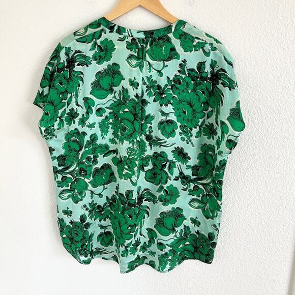 ESSENTIEL ANTWERP green floral silk blouse / size 6 - Picture 6 of 7
